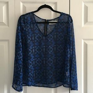 Vintage Havana Blue Aztec Print Blouse